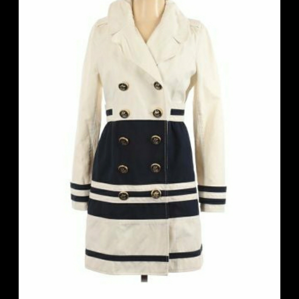 JUICY COUTURE Nautical Collared Peacoat w/Double Breasted Button Down.